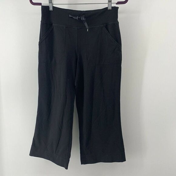 Lululemon Black Wide Leg Sweat Pants Cropped 4 - Picture 2 of 5